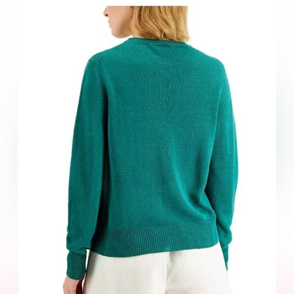 NWT Weekend MaxMara Volpino Linen Knit Top Green size Small - Picture 8 of 9